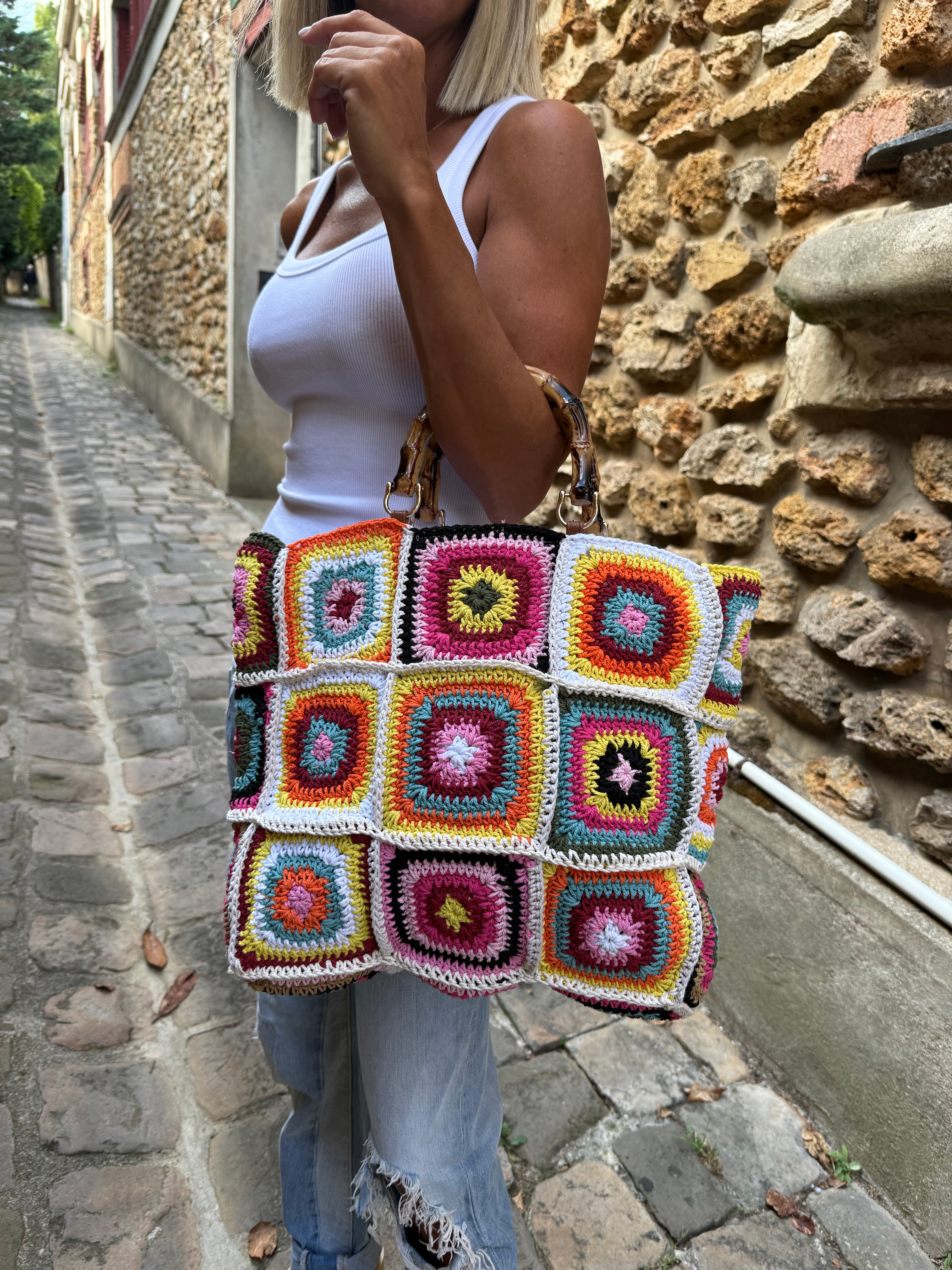 Sac Cabas Ibiza Sunset en Crochet Multicolore