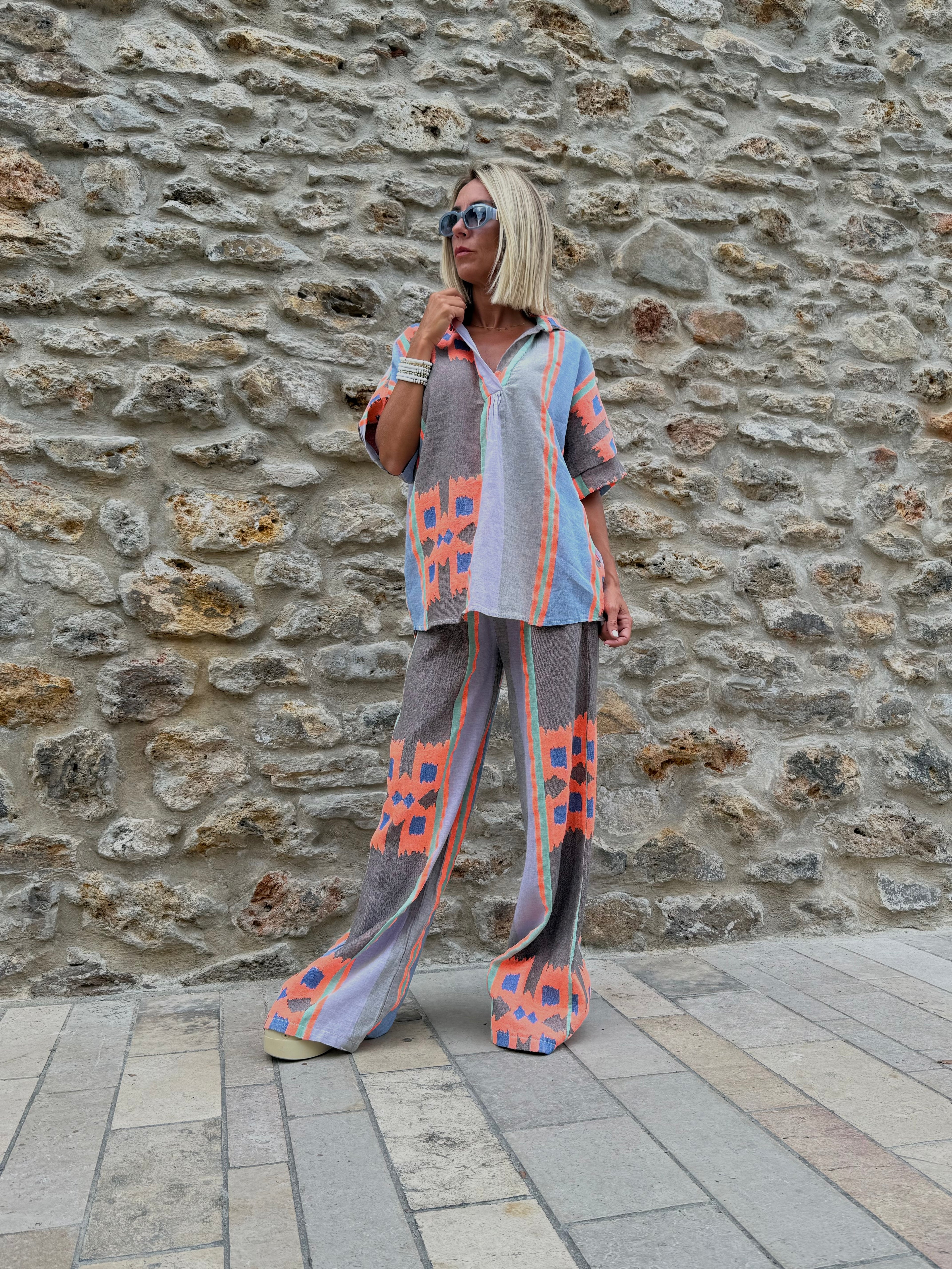 Ensemble Bianca – blouse fluide & pantalon assorti