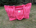 Grand sac rayé rouge et rose – Idéal pour la plage, les vacances et le quotidien