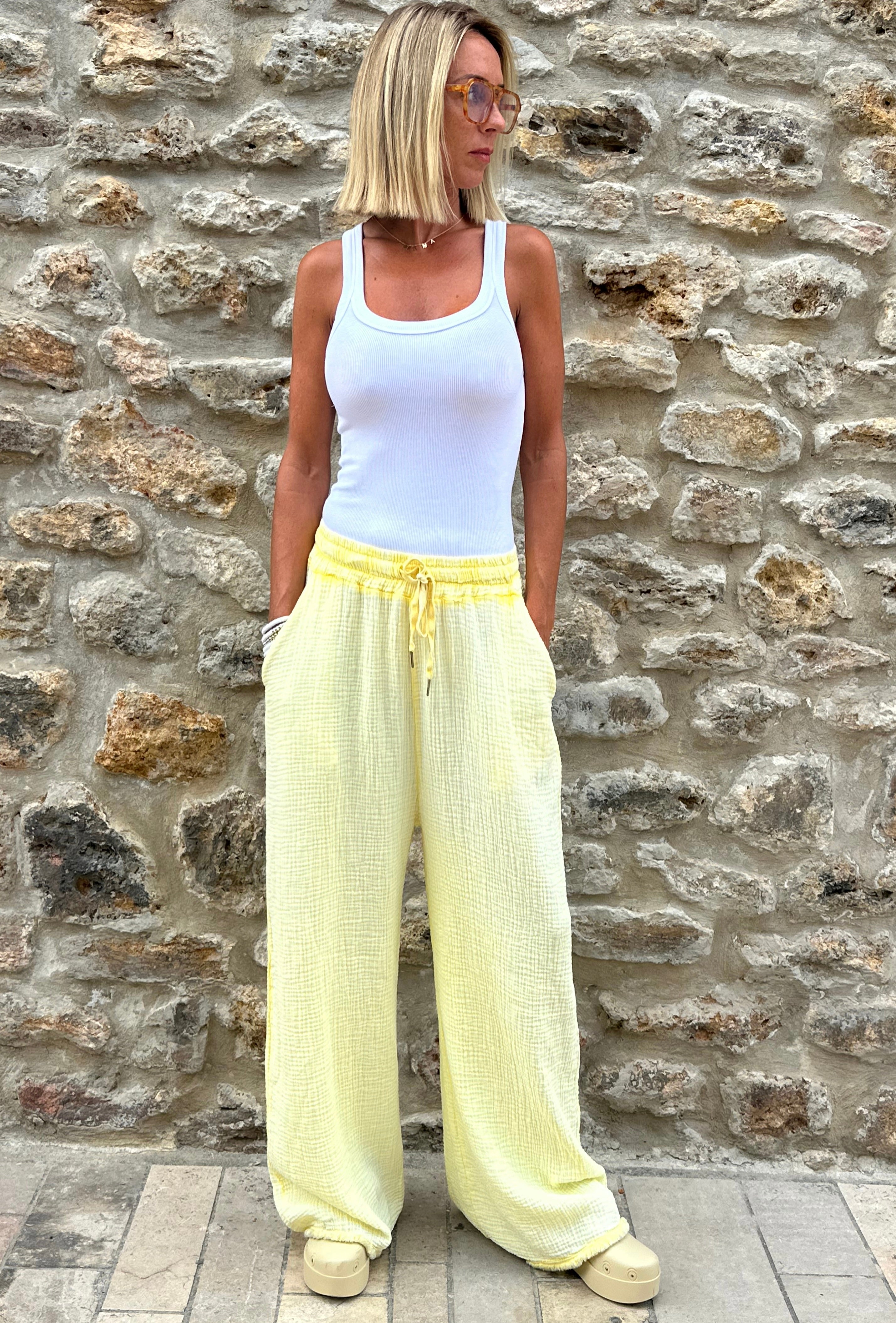 Pantalon gaze de coton – coupe fluide & confortable