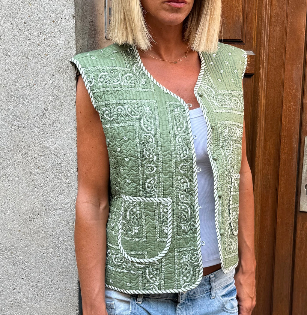 Veste Sans Manche Bandana Matelassée 100% Coton – Kaki – Taille Unique