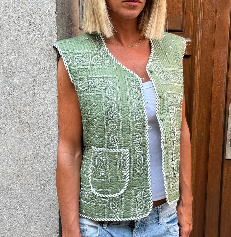 Veste Sans Manche Bandana Matelassée 100% Coton – Kaki – Taille Unique