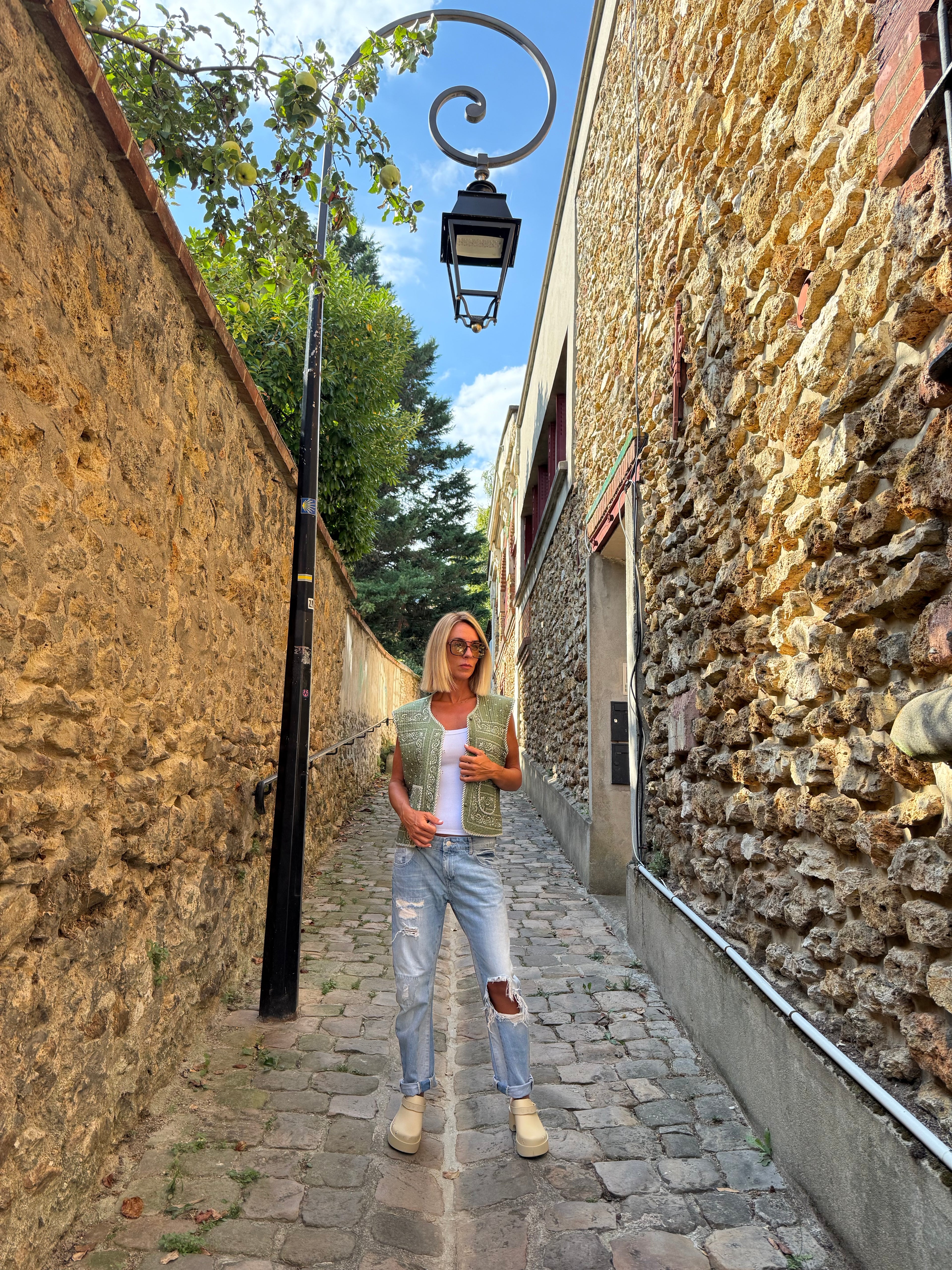 Veste Sans Manche Bandana Matelassée 100% Coton – Kaki – Taille Unique