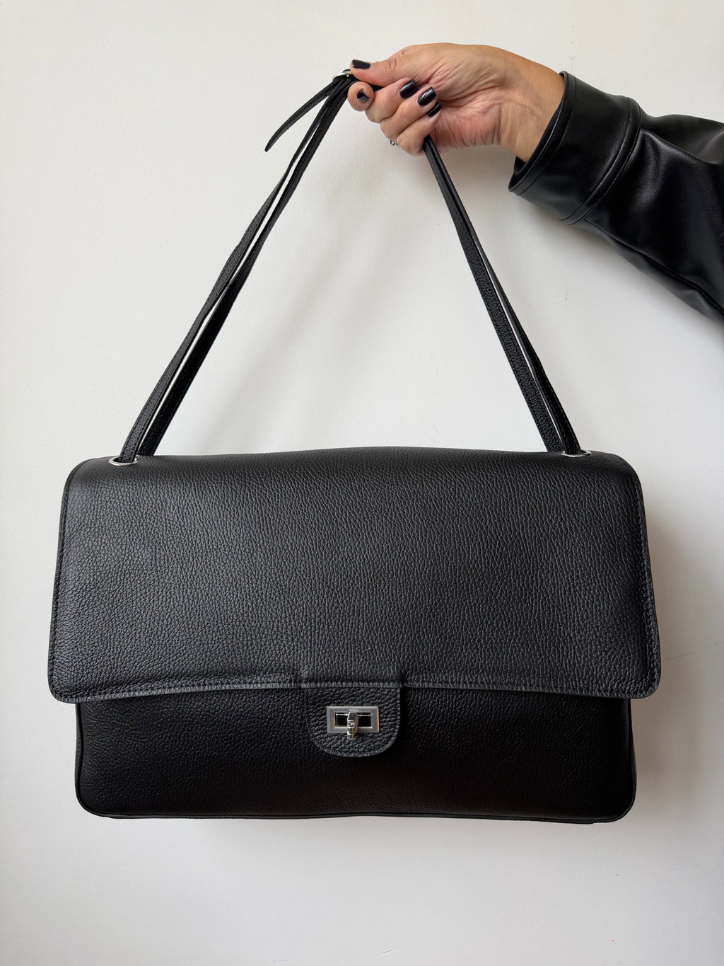 LE VENDÔME – Sac en cuir grainé noir