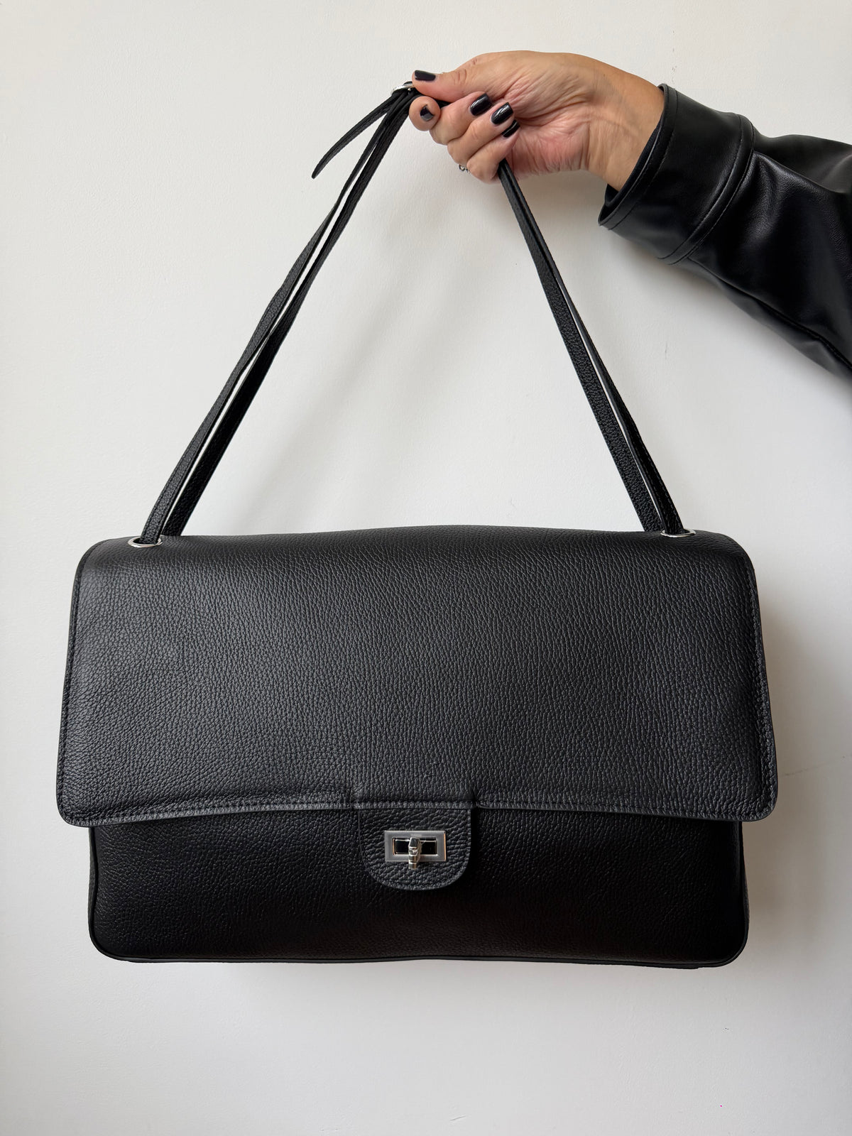LE VENDÔME – Sac en cuir grainé noir