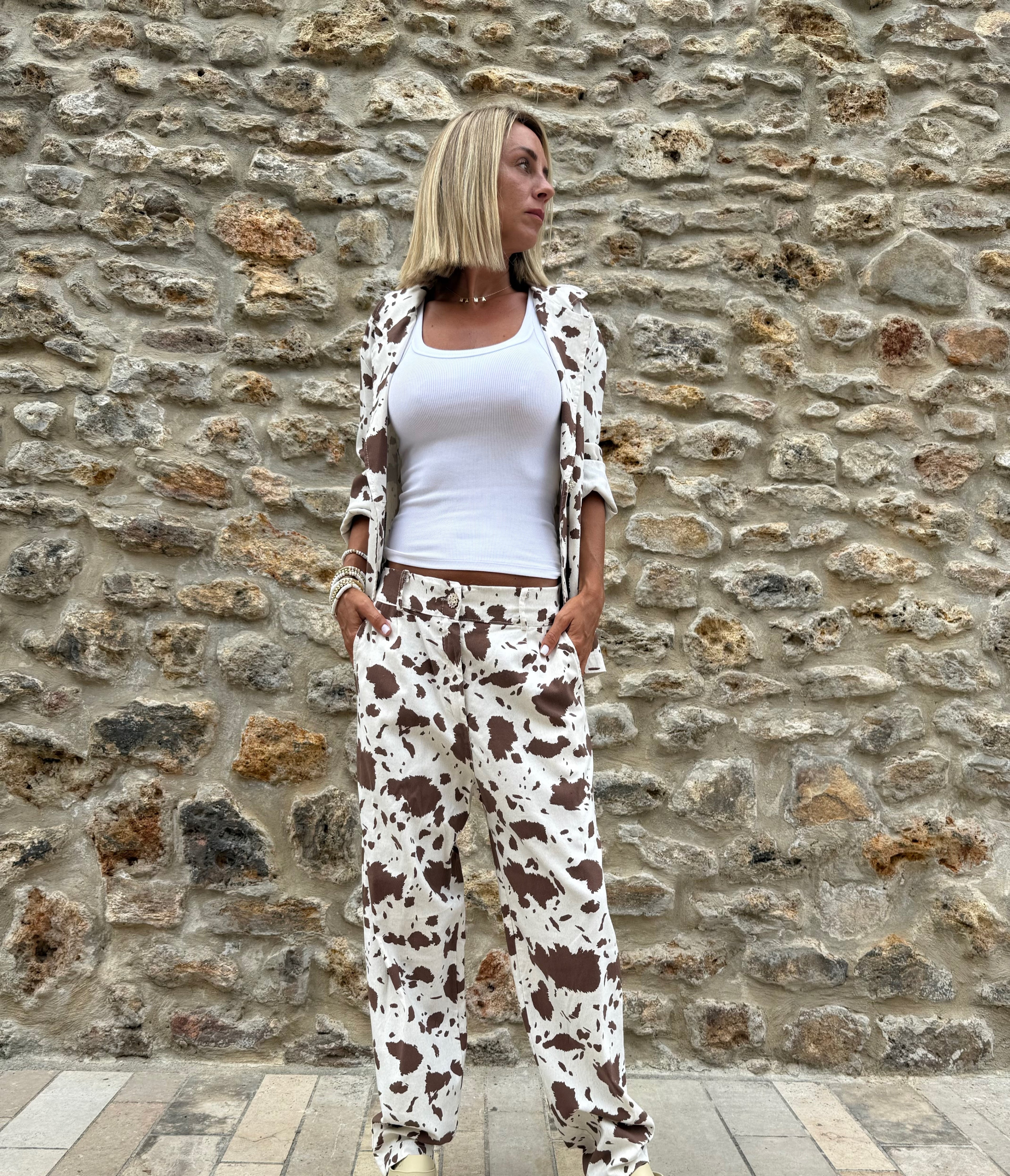 Ensemble Sam – Veste & Pantalon Beige & Marron Tendance